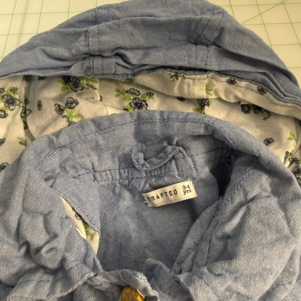 Vintage style floral bug embroidered denim cotton button jacket girls 3-4 spring